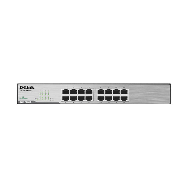 D-Link 16-Port Gigabit Ethernet Unmanaged/ Plug and Play Switch | Fanless |  Metal Compact | Desktop/Rackmount - (DGS-1016D)